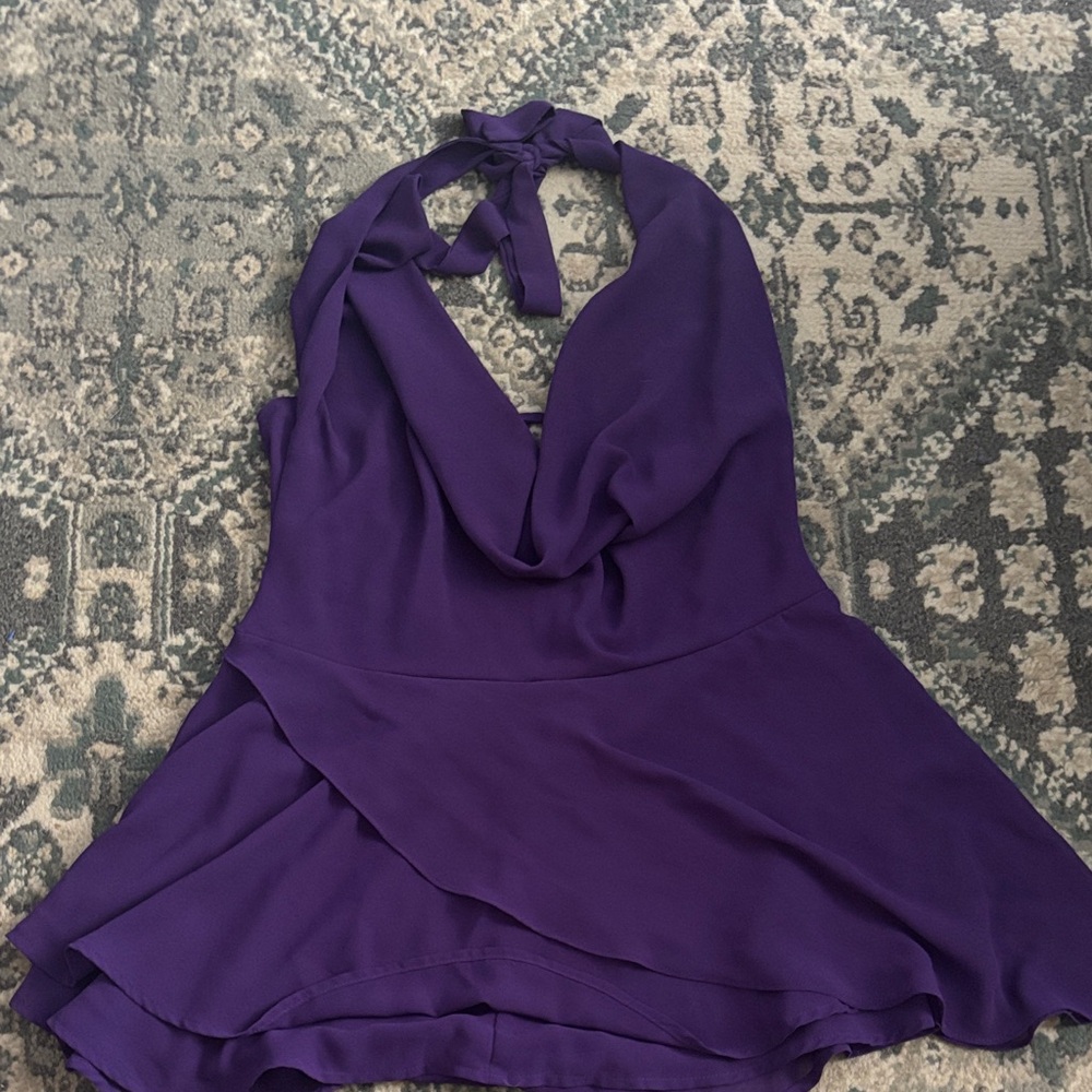 Elegant Purple Halter Dress